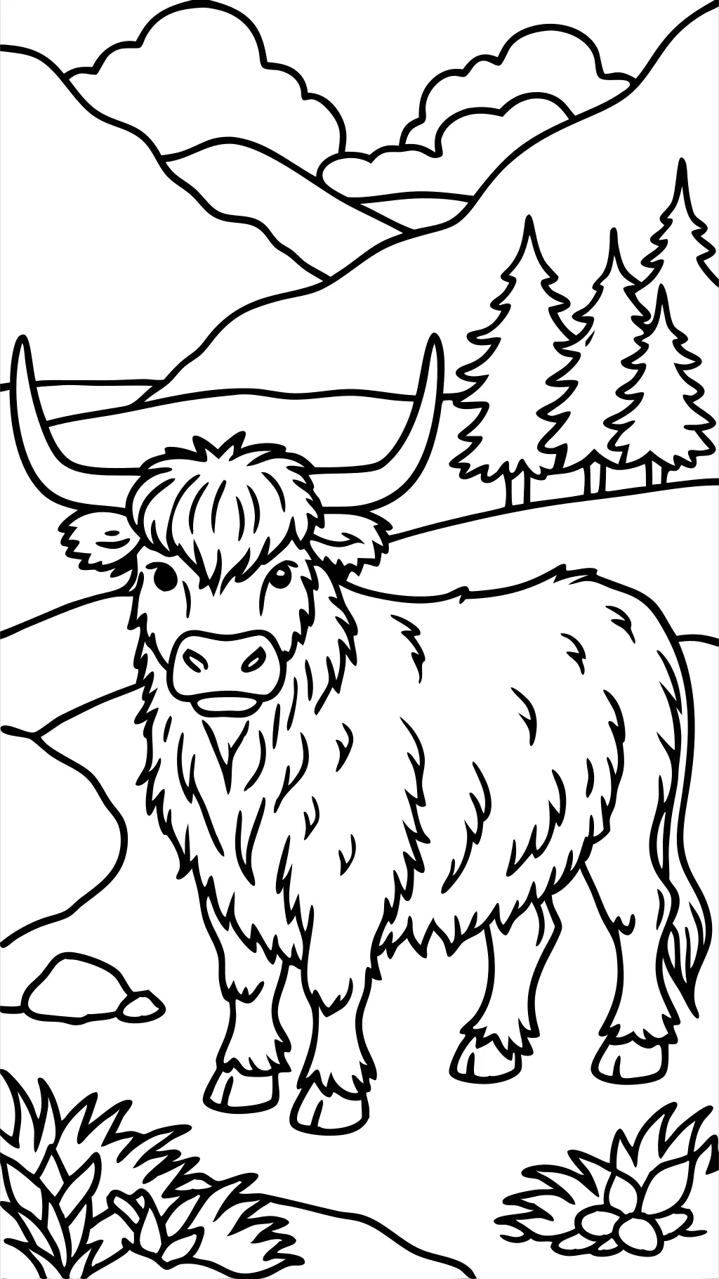 highland cow coloring page